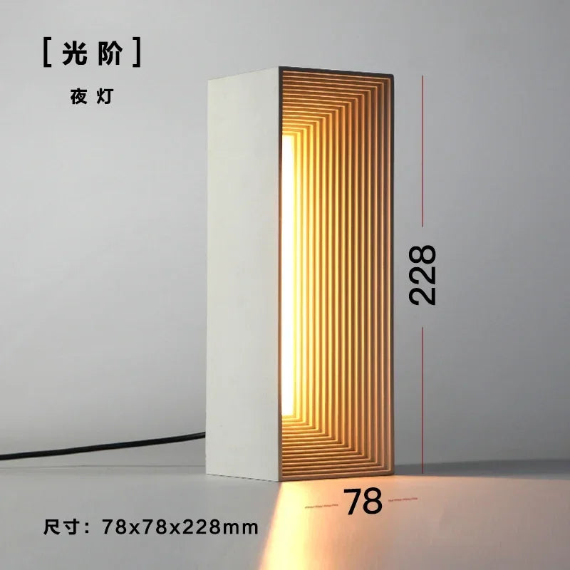 Industrial Warm White/Gray Concrete Stone Cement Table Lamp with Touch Dimming Switch LED Desk Lights for Christmas Decoration