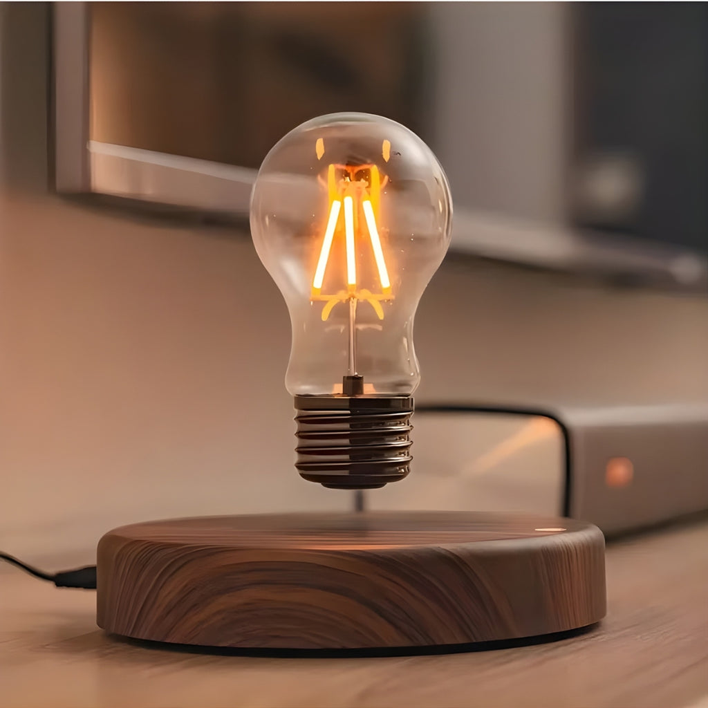 Lampe De Chevet Bois Ampoule Lévitation Magnétique
