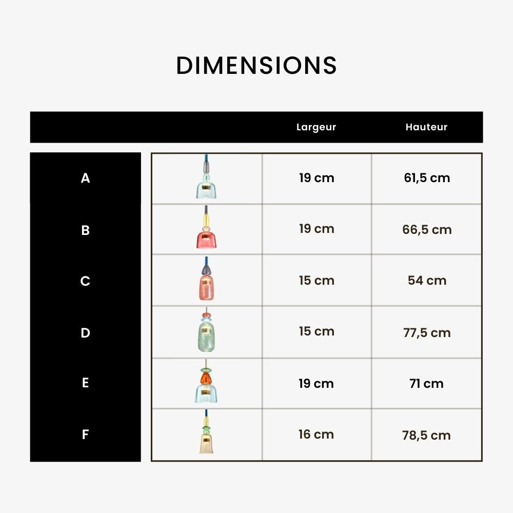Suspension LED en Verre Coloré Design Moderne