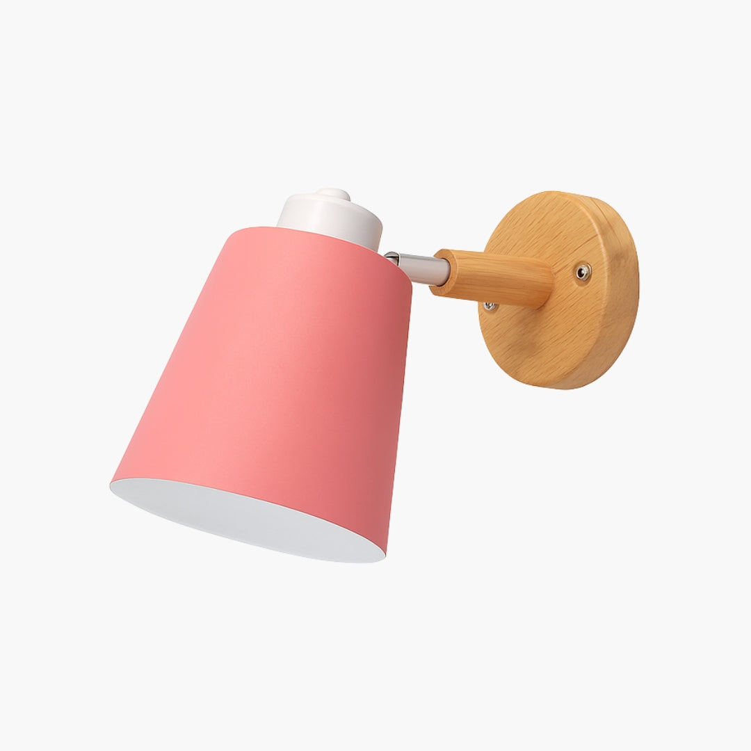 Applique Murale LED Orientable Métal et Support Bois