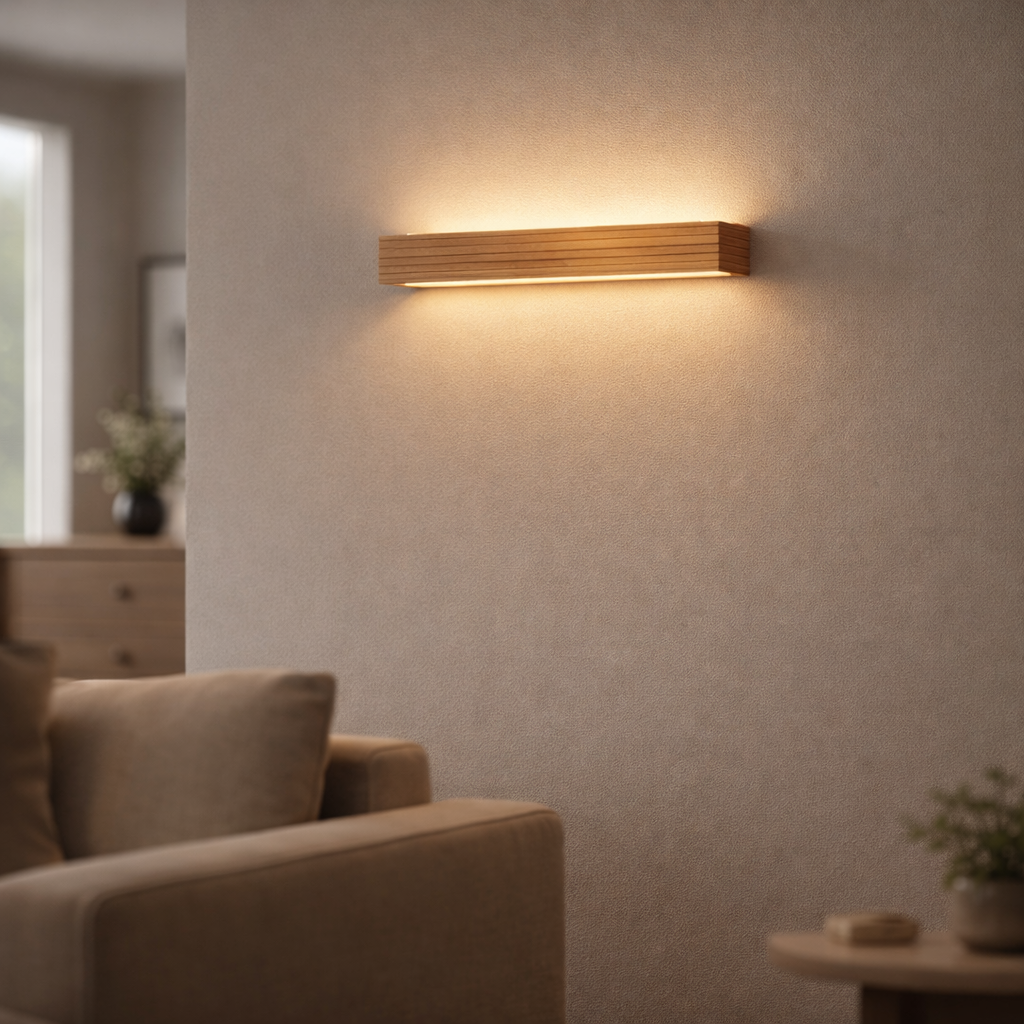 Applique murale LED rectangulaire bois sculpté Japonais