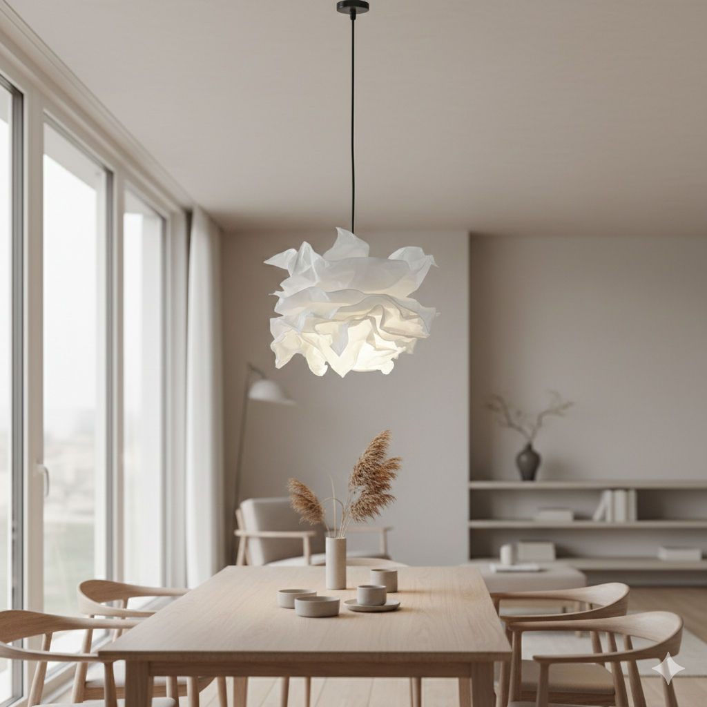 Lustre en papier blanc au design floral élégant