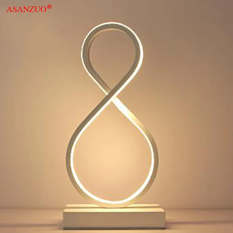 ASANZUO Aluminum ring LED Table Lamp bedroom reading lamp Minimalist Type 8/circle night lamp Bedside Lamp