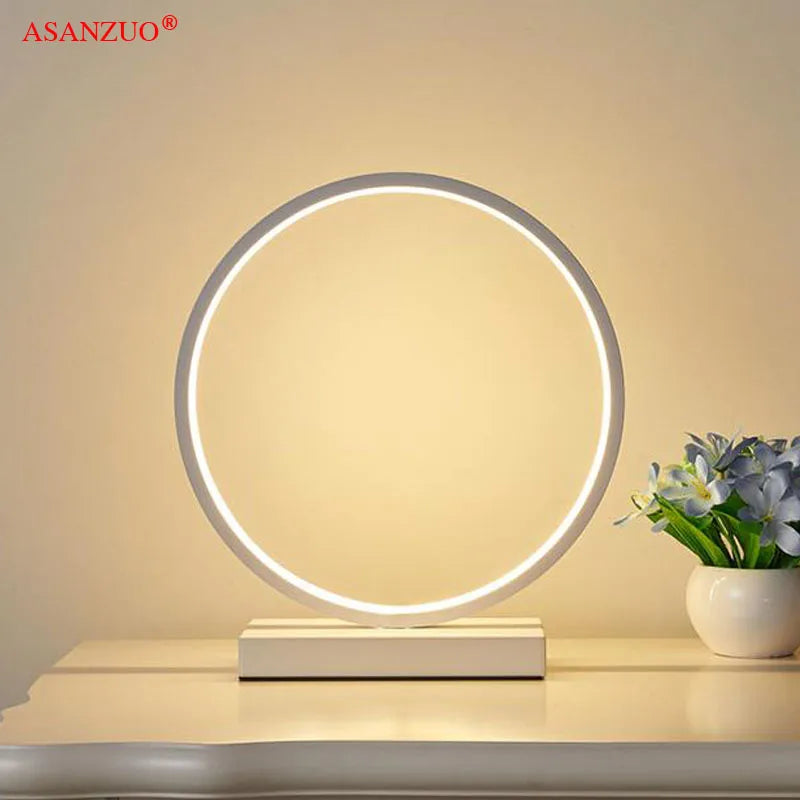 ASANZUO Aluminum ring LED Table Lamp bedroom reading lamp Minimalist Type 8/circle night lamp Bedside Lamp