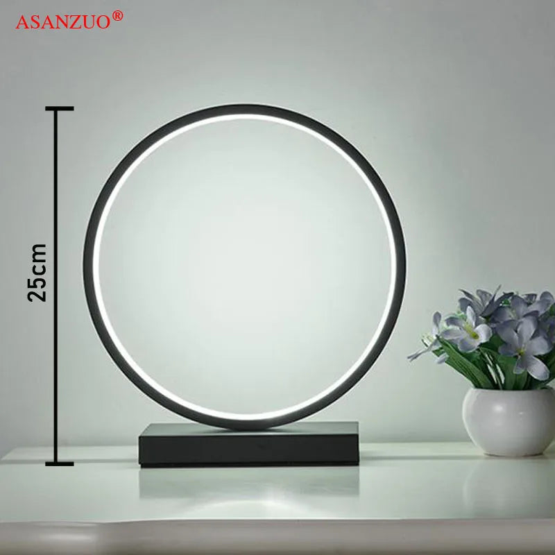 ASANZUO Aluminum ring LED Table Lamp bedroom reading lamp Minimalist Type 8/circle night lamp Bedside Lamp