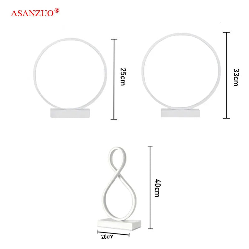 ASANZUO Aluminum ring LED Table Lamp bedroom reading lamp Minimalist Type 8/circle night lamp Bedside Lamp