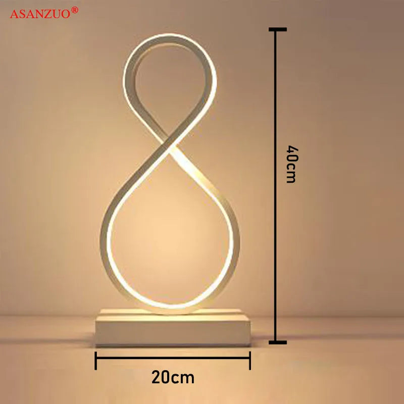 ASANZUO Aluminum ring LED Table Lamp bedroom reading lamp Minimalist Type 8/circle night lamp Bedside Lamp