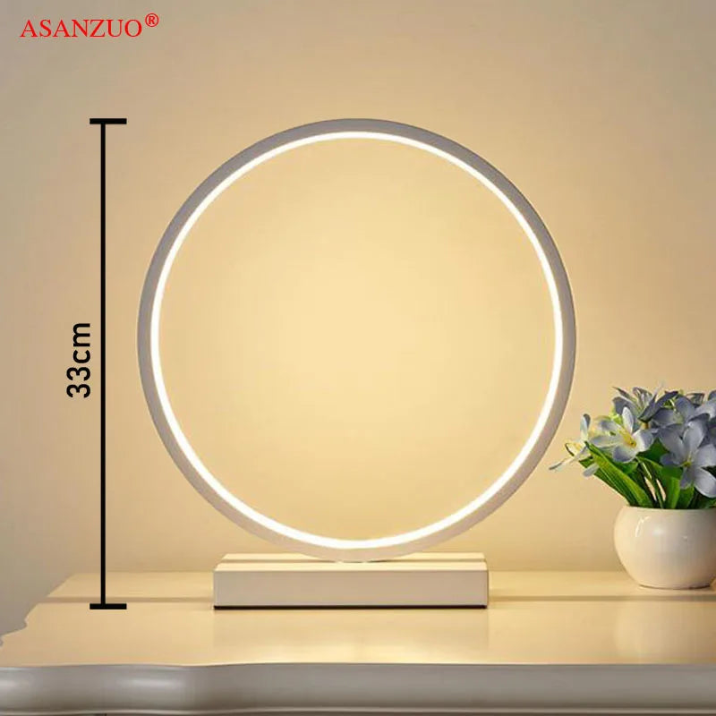 ASANZUO Aluminum ring LED Table Lamp bedroom reading lamp Minimalist Type 8/circle night lamp Bedside Lamp