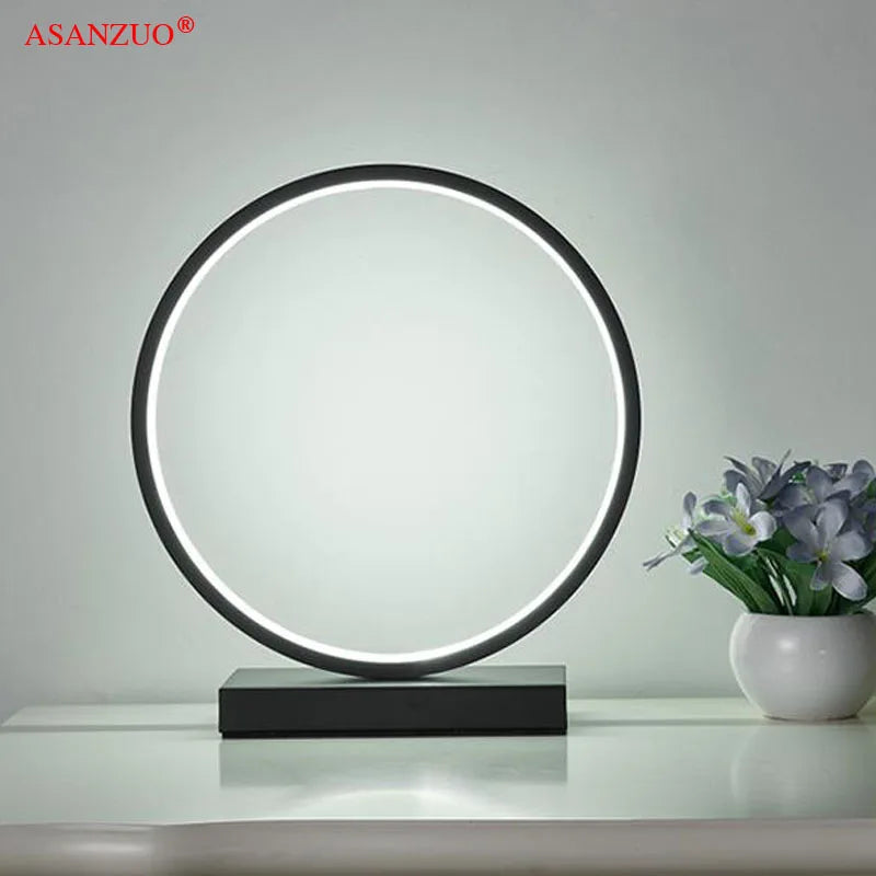ASANZUO Aluminum ring LED Table Lamp bedroom reading lamp Minimalist Type 8/circle night lamp Bedside Lamp