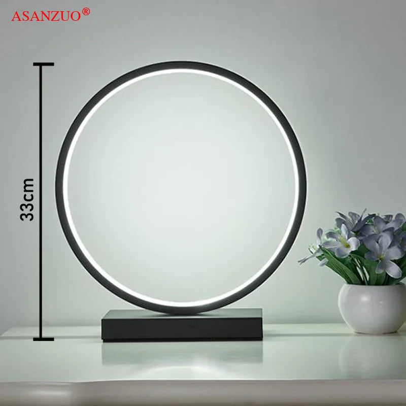 ASANZUO Aluminum ring LED Table Lamp bedroom reading lamp Minimalist Type 8/circle night lamp Bedside Lamp