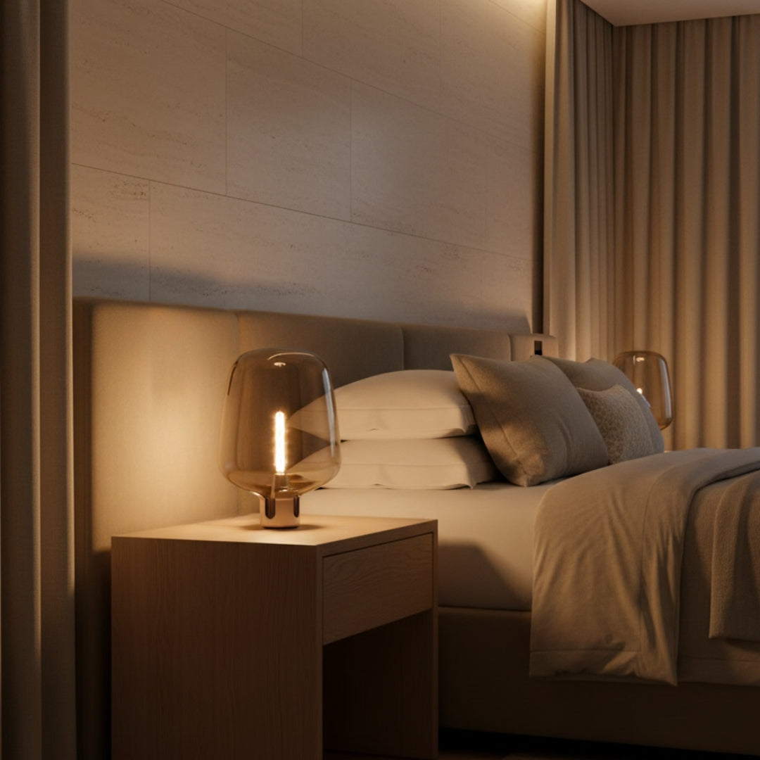 Lampe De Chevet Ancienne En Verre