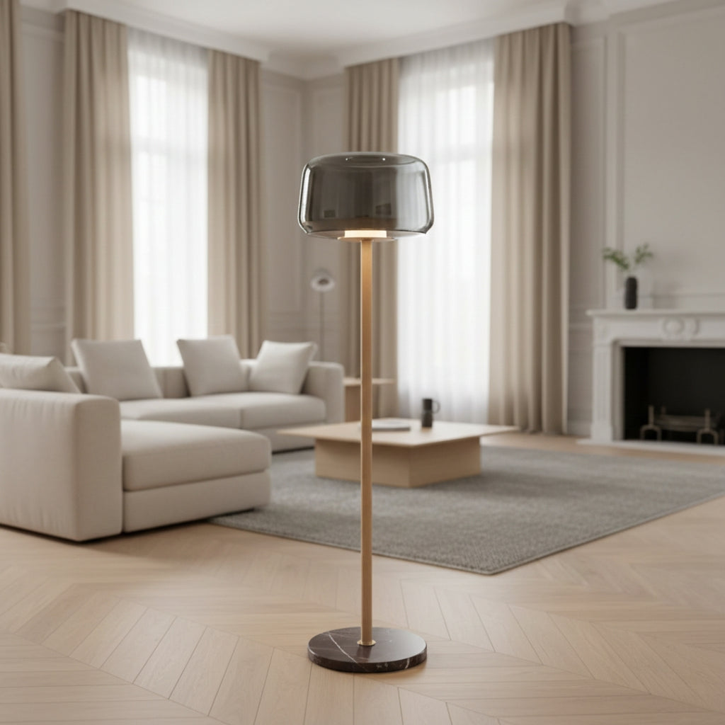 Lampe Sur Pied Verre Fumé