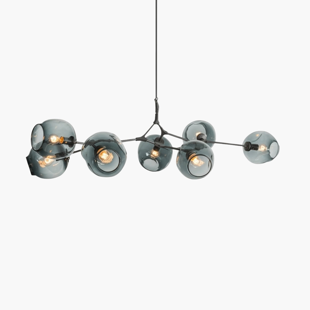 Lustre Beans LED en Métal et Verre Bullé