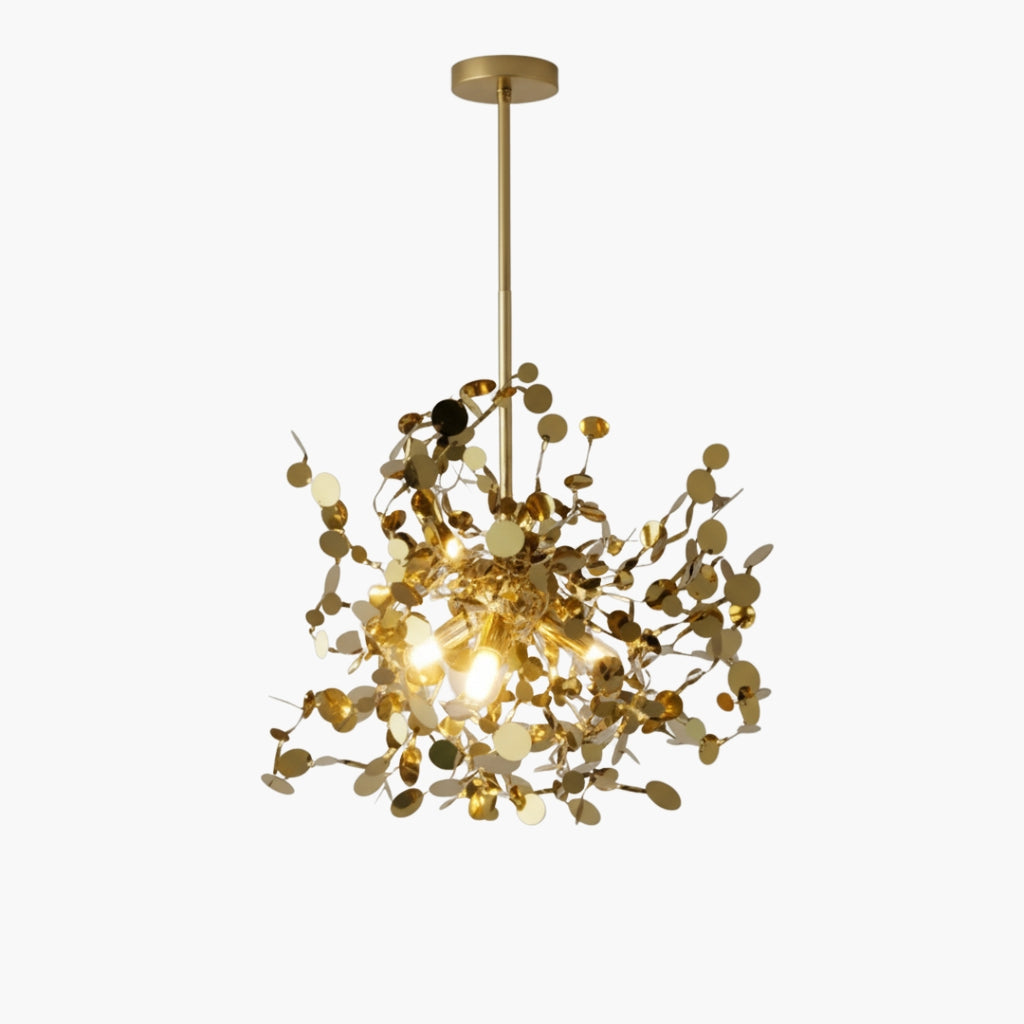 Lustre Chromé Arbre à Feuilles Rondes