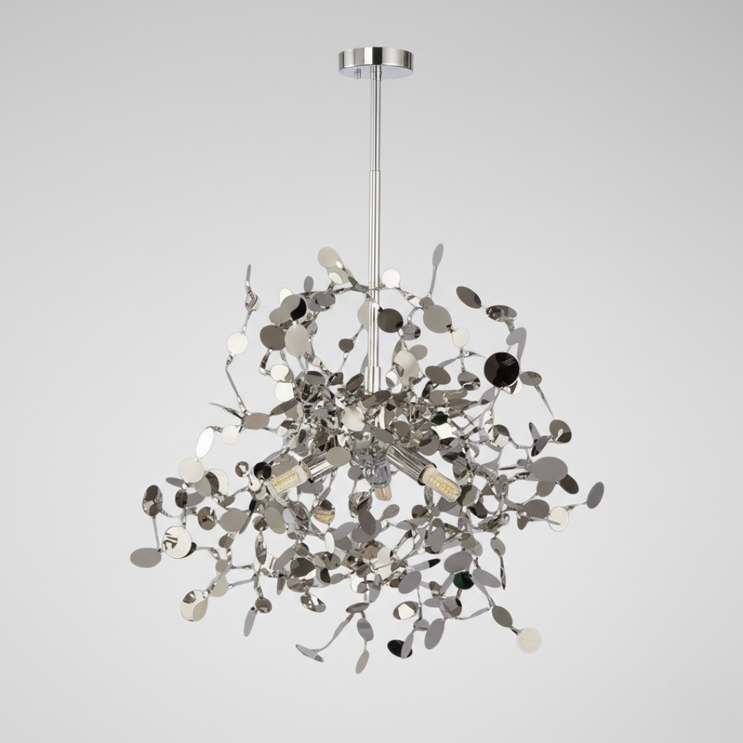 Lustre Chromé Arbre à Feuilles Rondes