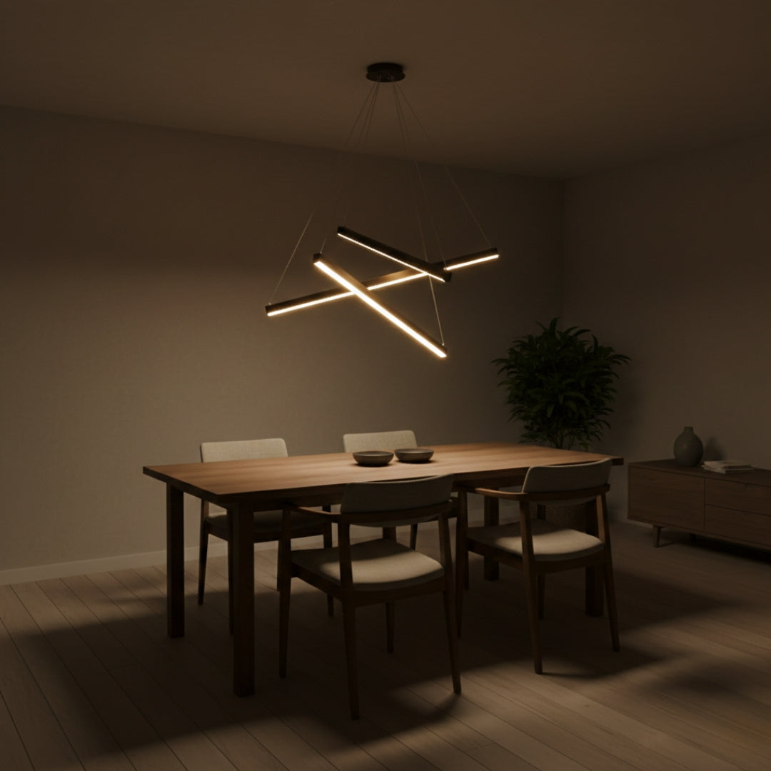 Lustre LED Design à Baguettes Métalliques