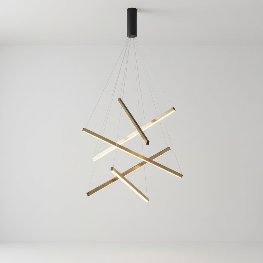 Lustre LED Design à Baguettes Métalliques