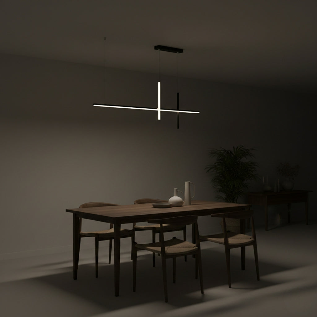 Lustre LED Noir Minimaliste Dimmable Moderne