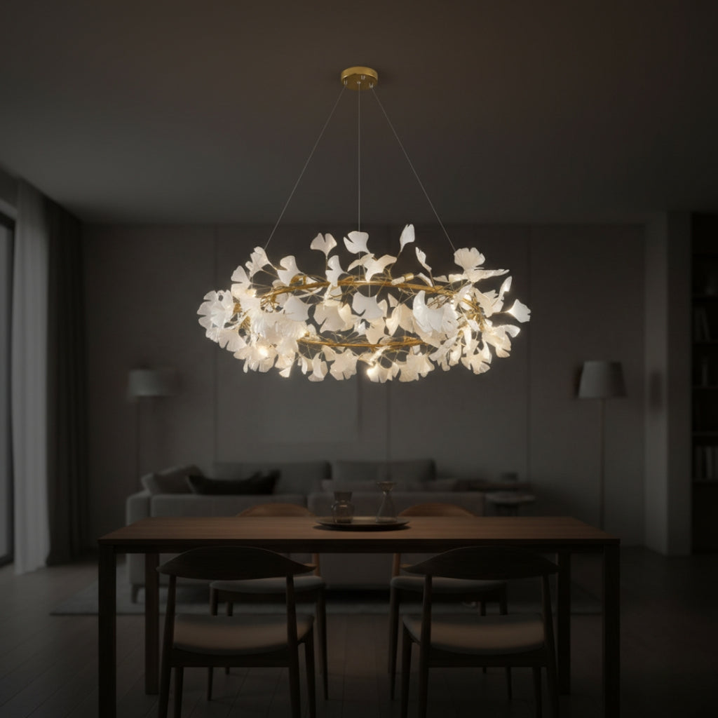 Lustre LED Nordique Feuille de Ginkgo Moderne