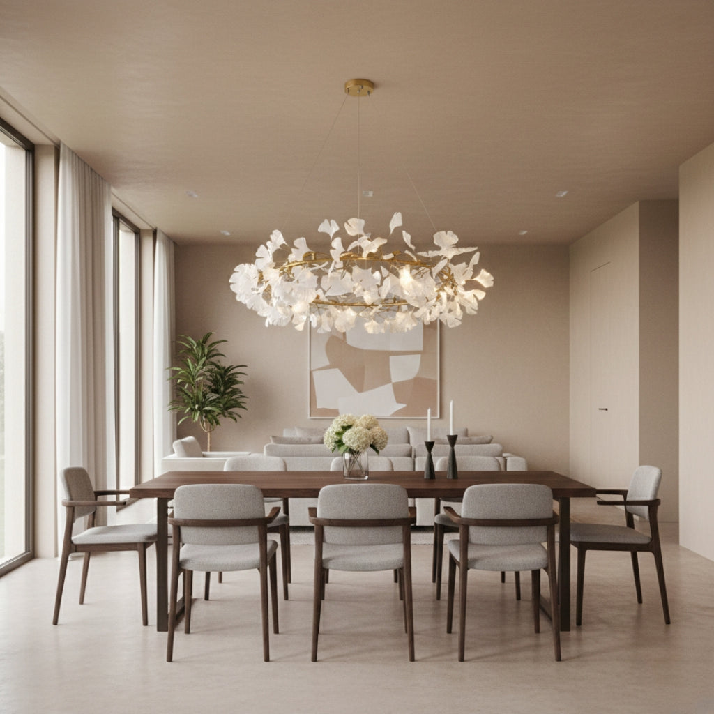 Lustre LED Nordique Feuille de Ginkgo Moderne