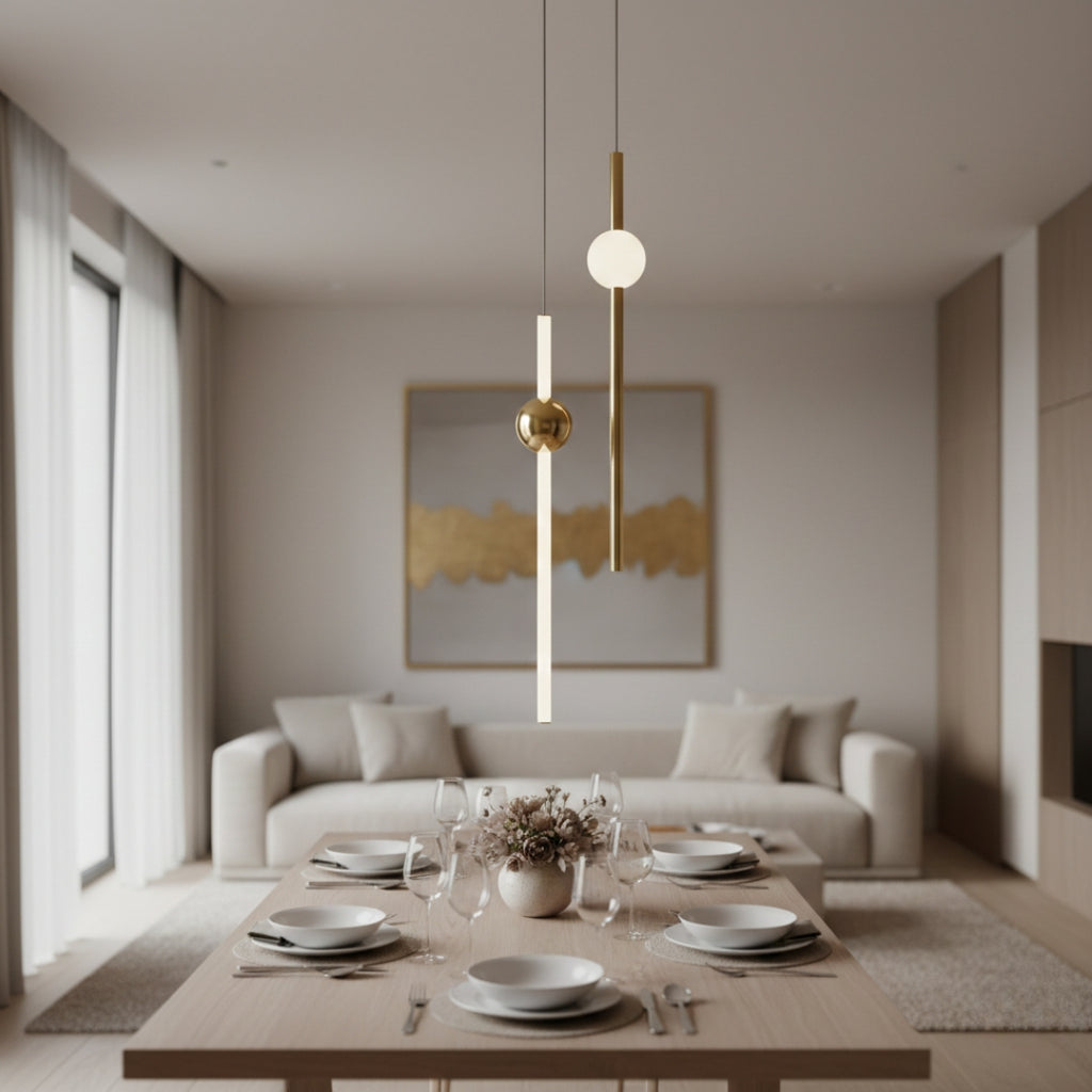 Lustre LED Orion en Tubes Dorés Design