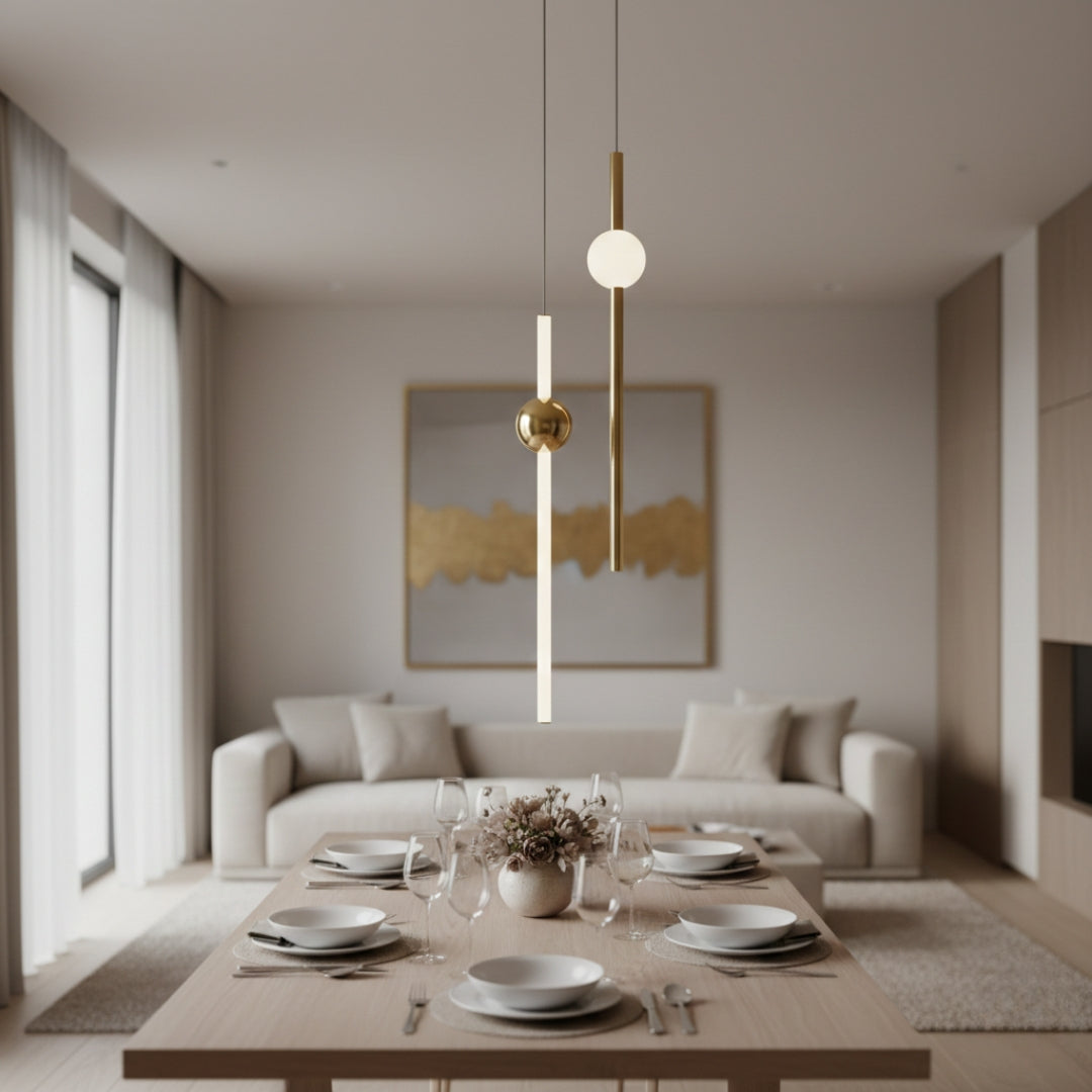 Lustre LED Orion en Tubes Dorés Design