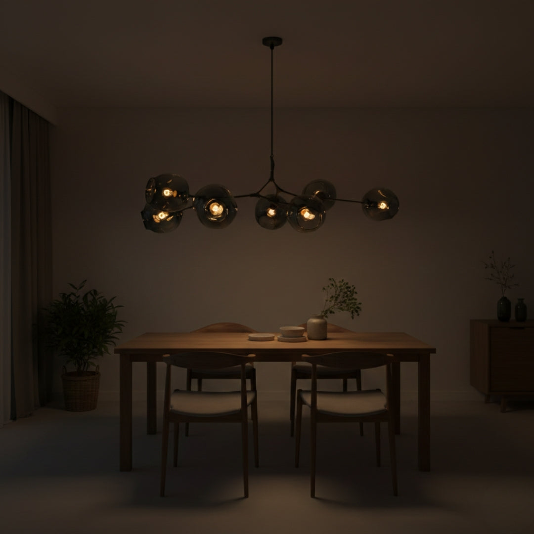 Lustre Beans LED en Métal et Verre Bullé