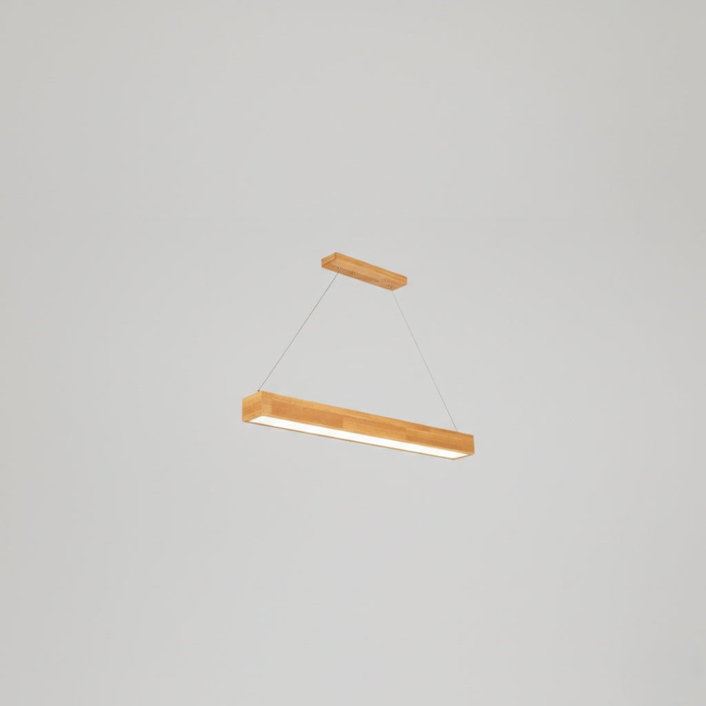 Lustre LED Rectangulaire en Bois Design Moderne