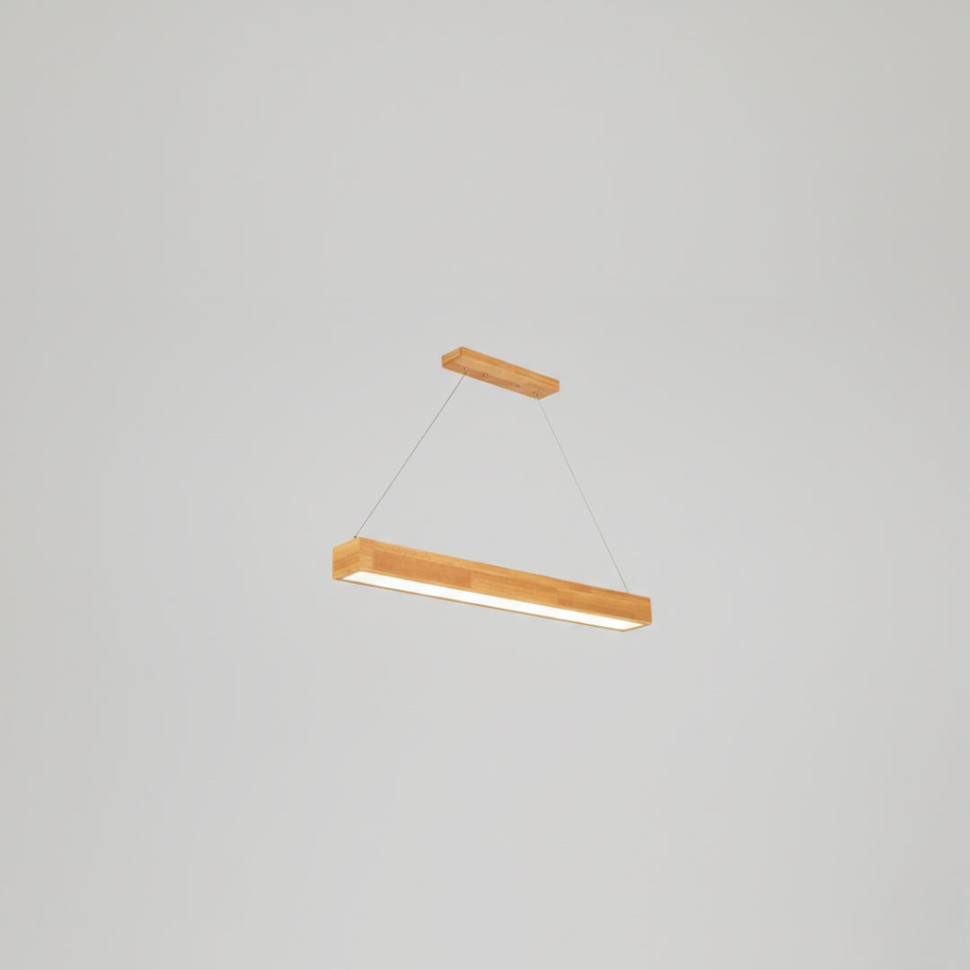 Lustre LED Rectangulaire en Bois Design Moderne