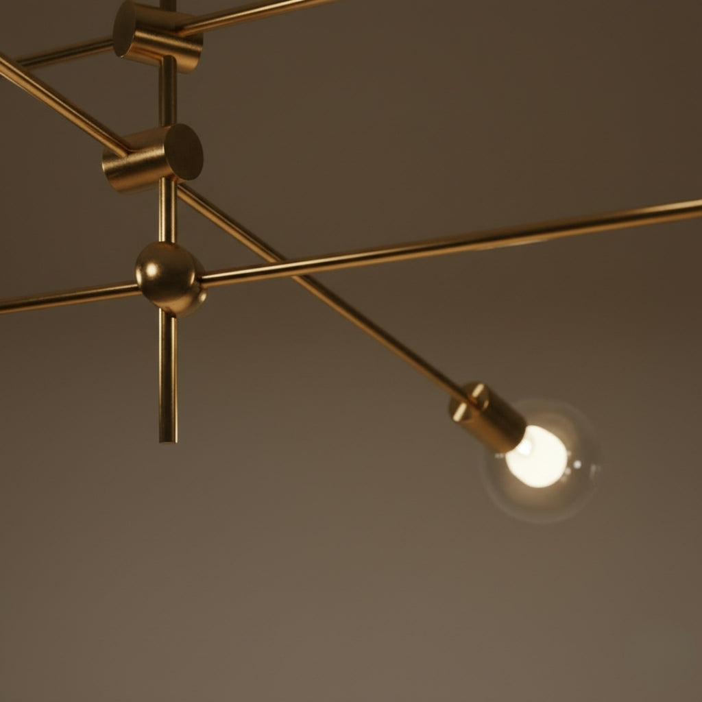 Lustre LED Tubes Dorés – Design Loft Élégant