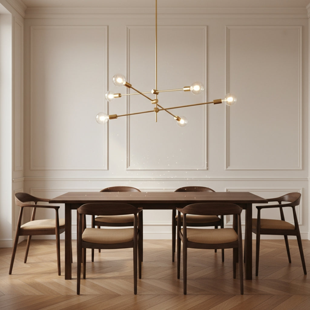 Lustre LED Tubes Dorés – Design Loft Élégant