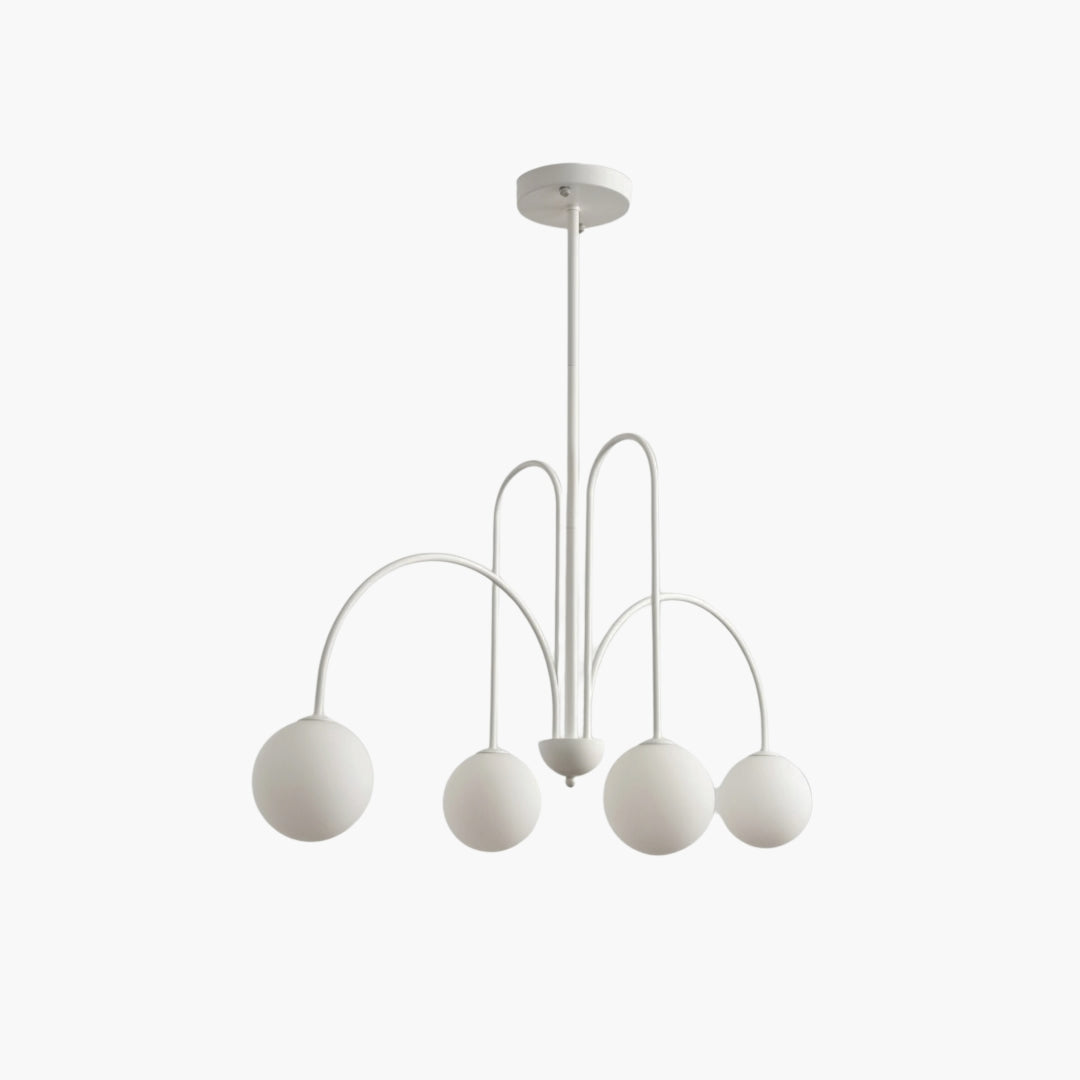 Lustre LED à Branches Dorées & Globes en Verre