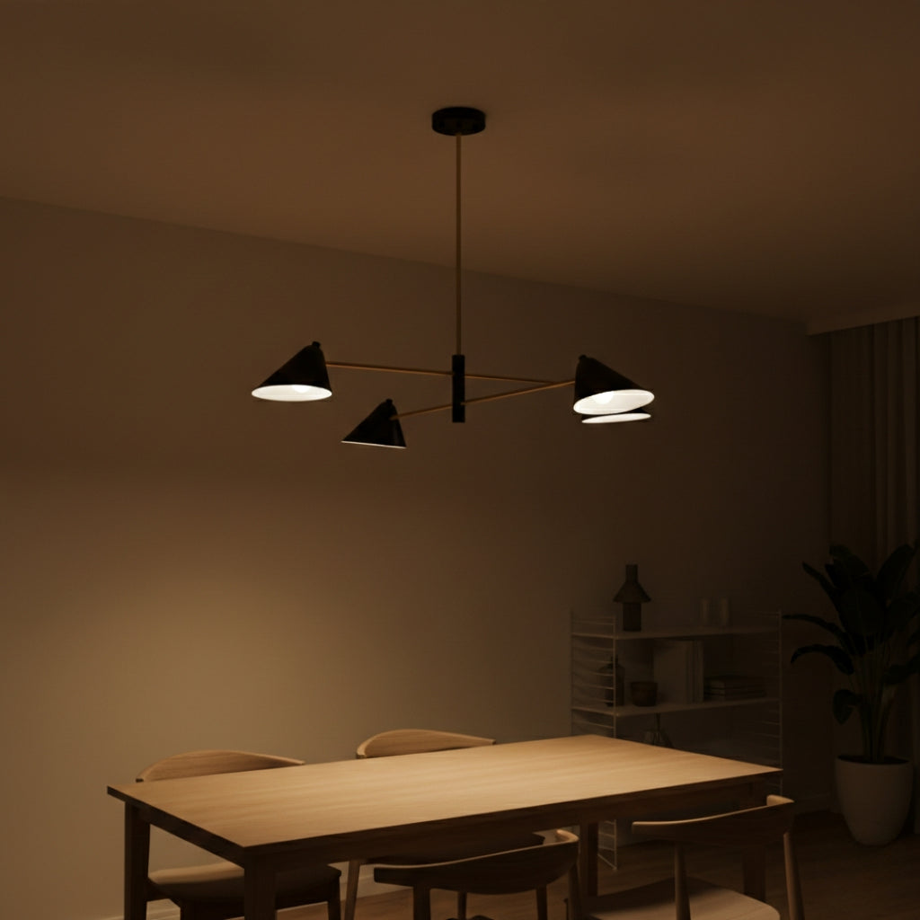 Lustre LED design avec abat-jours triangulaires style Loft