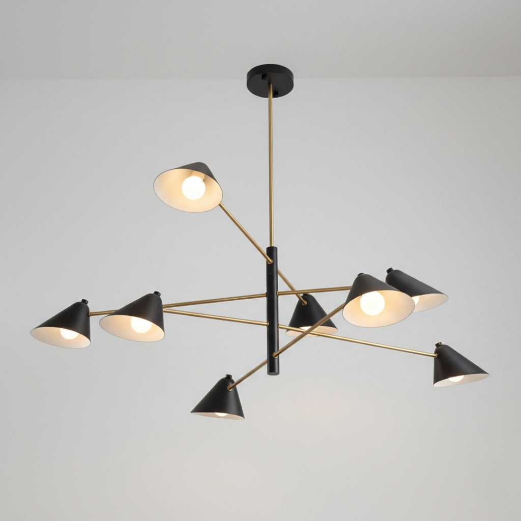 Lustre LED design avec abat-jours triangulaires style Loft