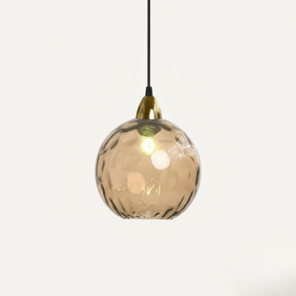 Lustre Moderne Boule en Verre Effet Givré