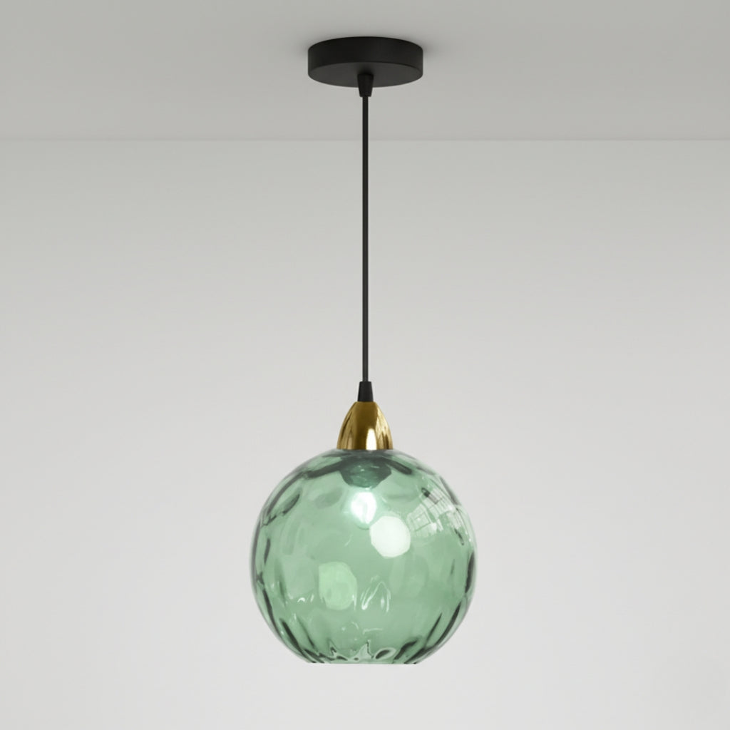 Lustre Moderne Boule en Verre Effet Givré