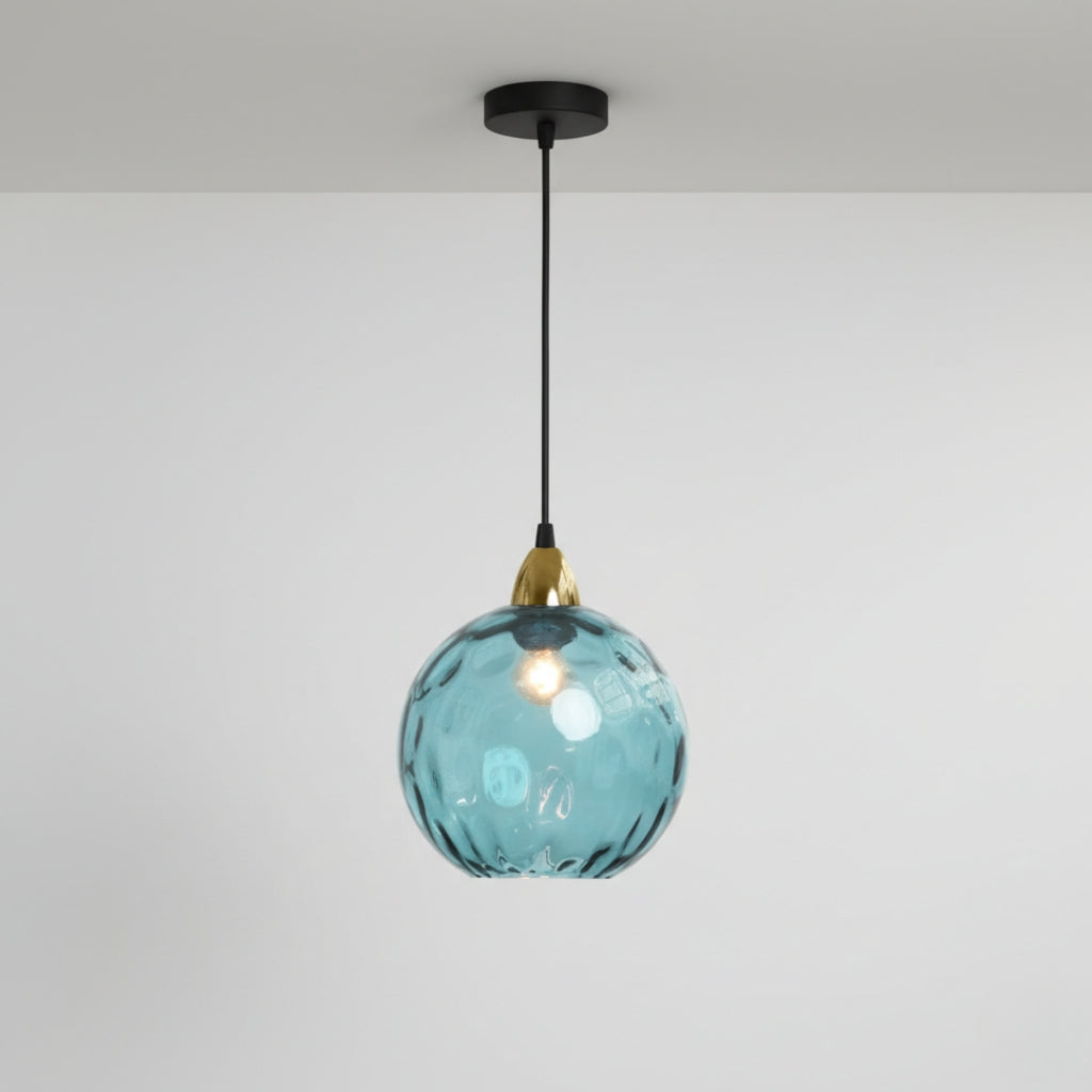 Lustre Moderne Boule en Verre Effet Givré