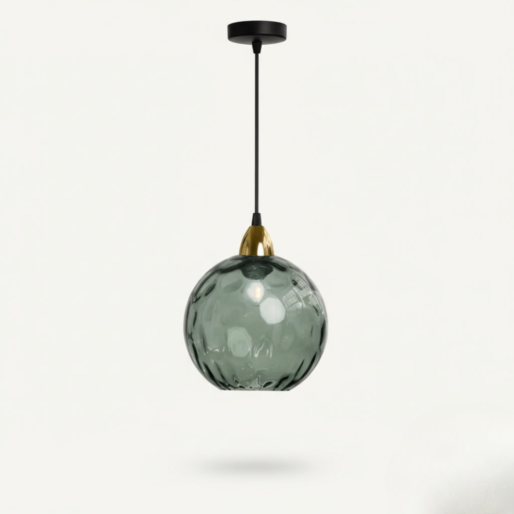 Lustre Moderne Boule en Verre Effet Givré