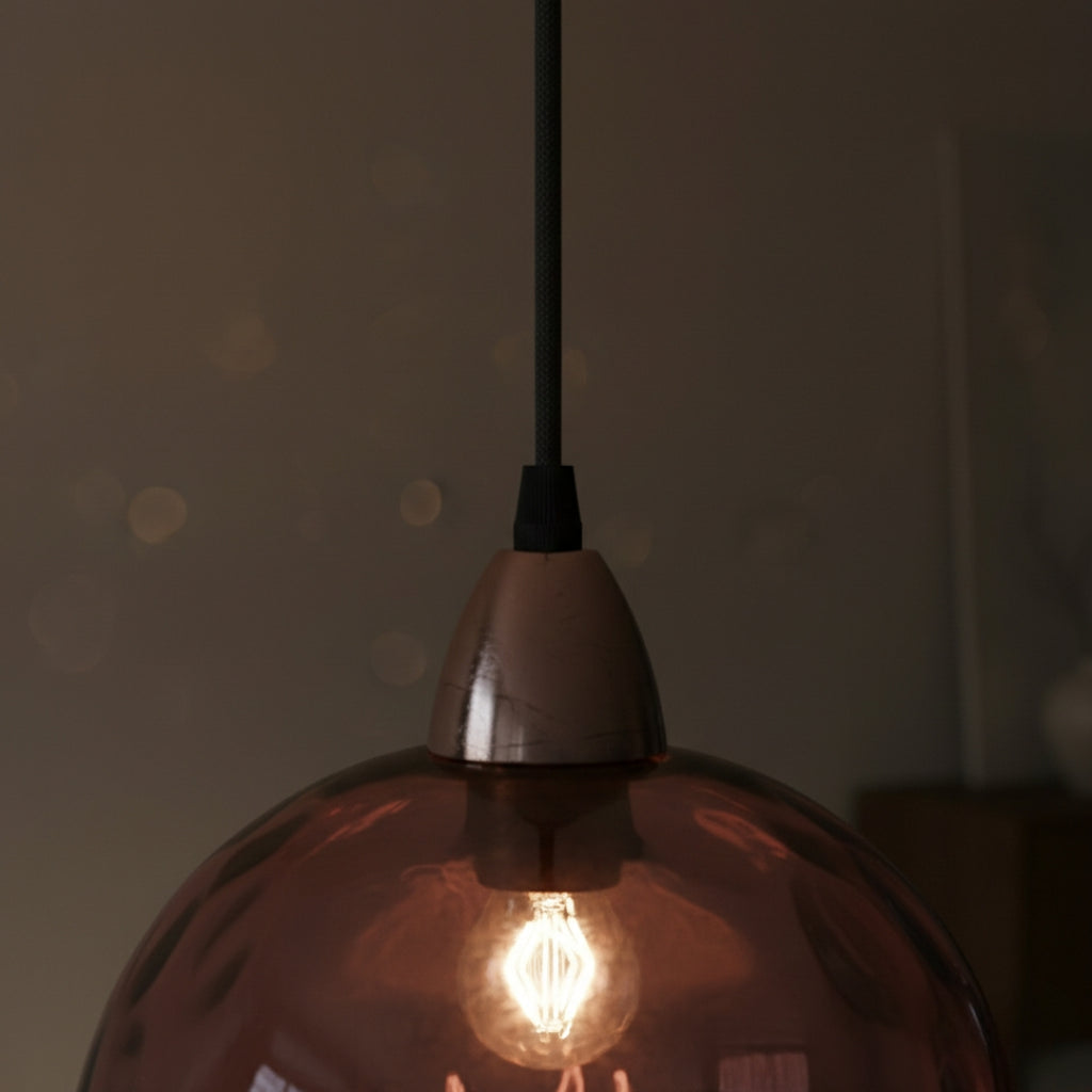 Lustre Moderne Boule en Verre Effet Givré