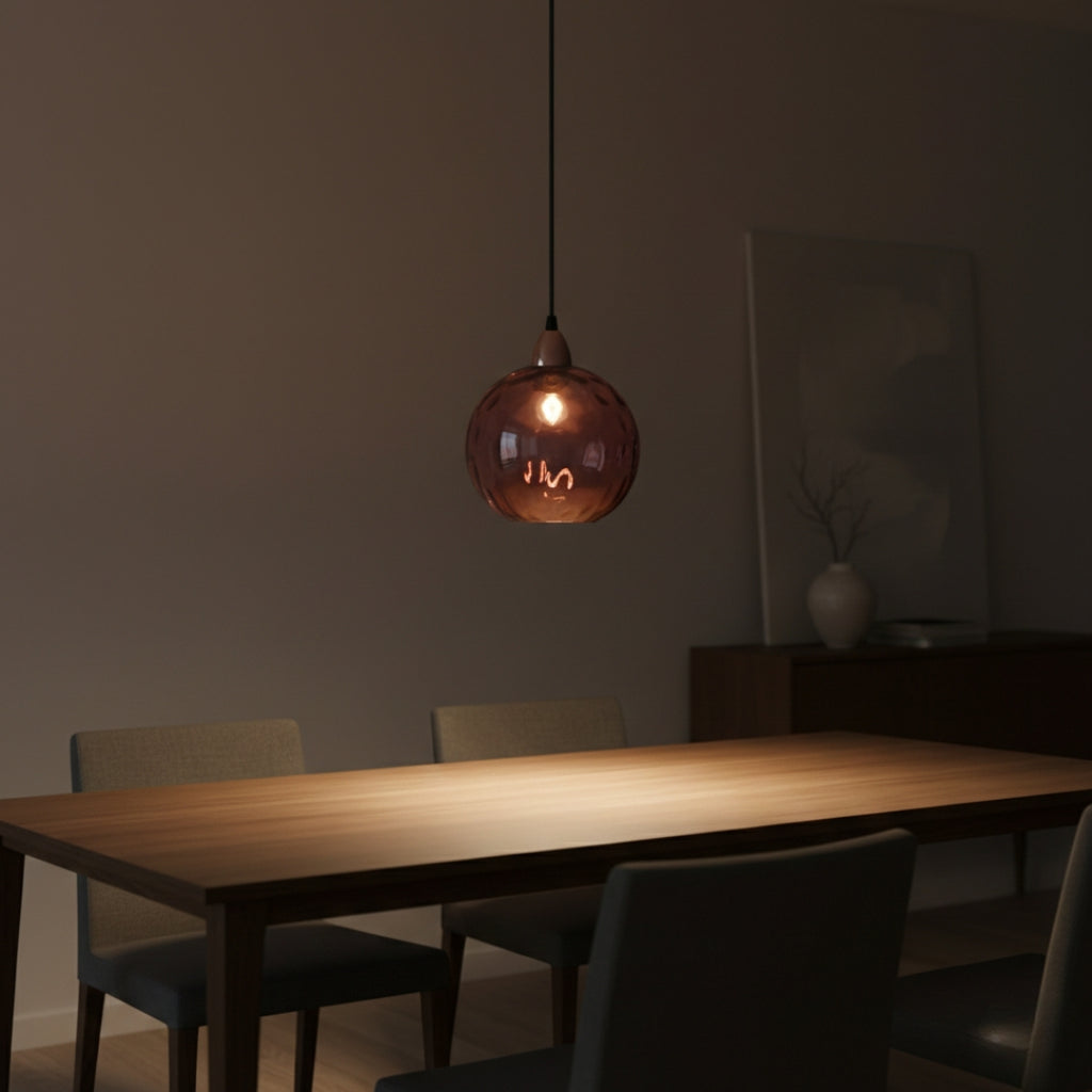 Lustre Moderne Boule en Verre Effet Givré