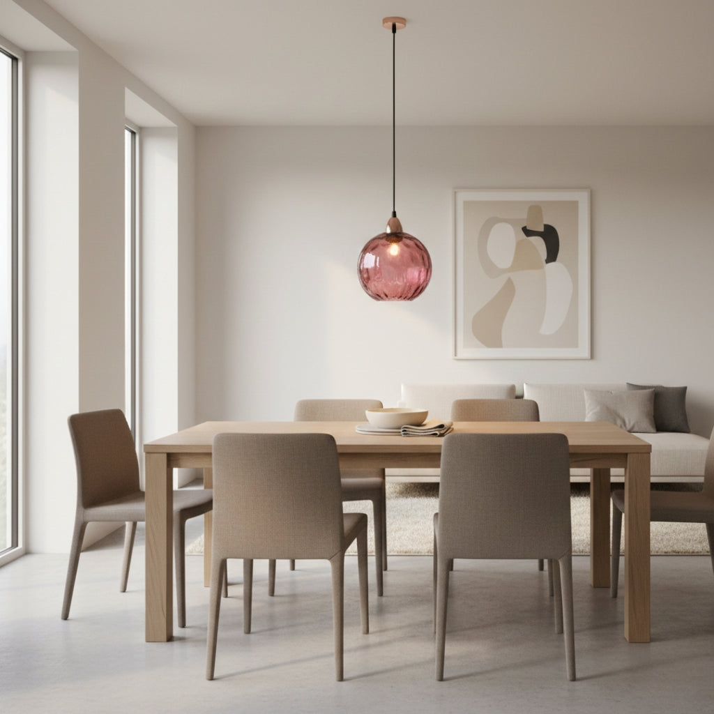 Lustre Moderne Boule en Verre Effet Givré