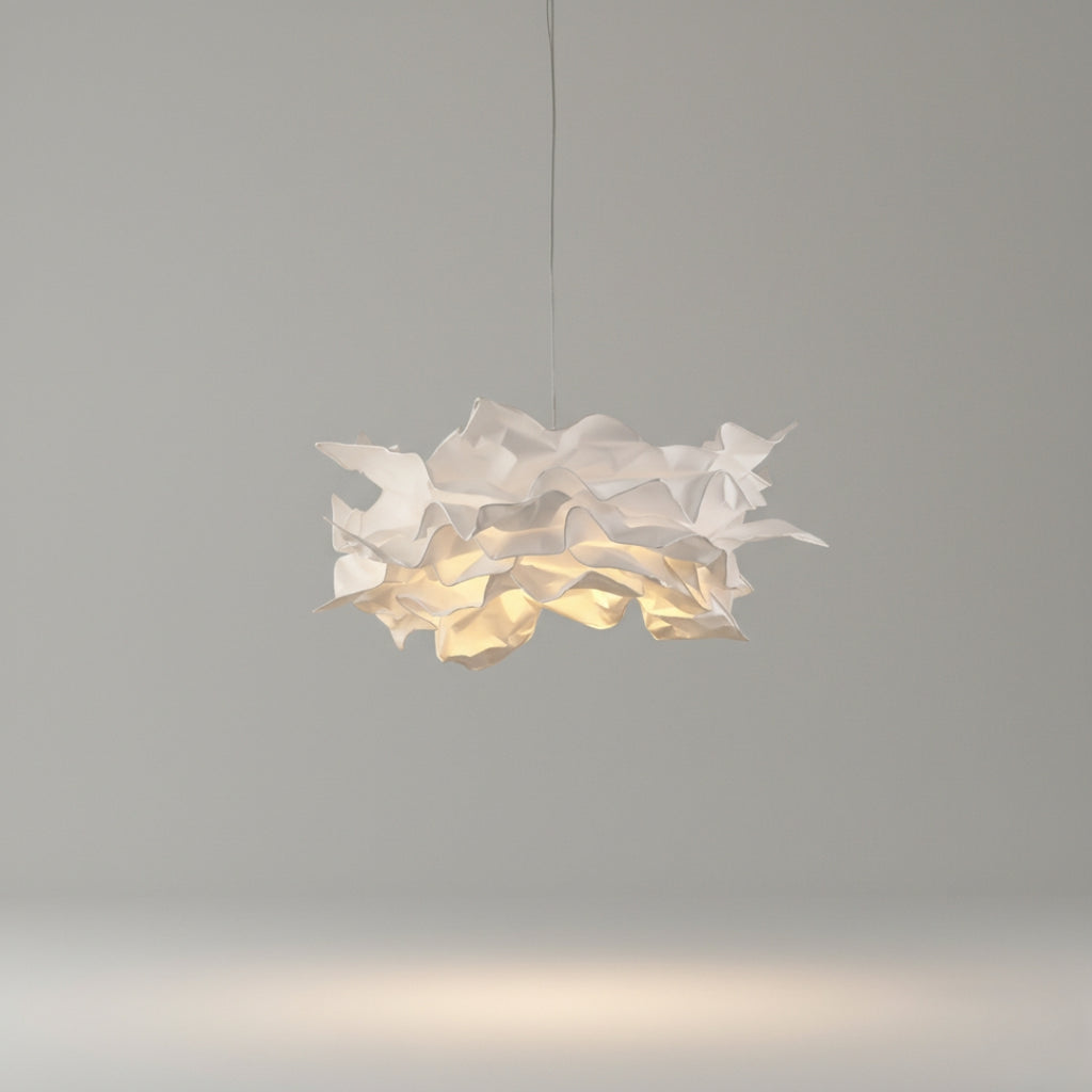 Lustre en papier blanc au design floral élégant