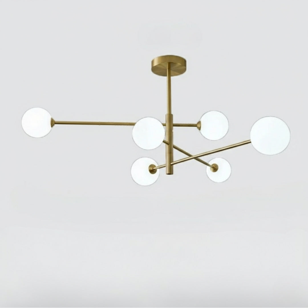 Lustre nordique moderne en verre et laiton – Élégance raffinée