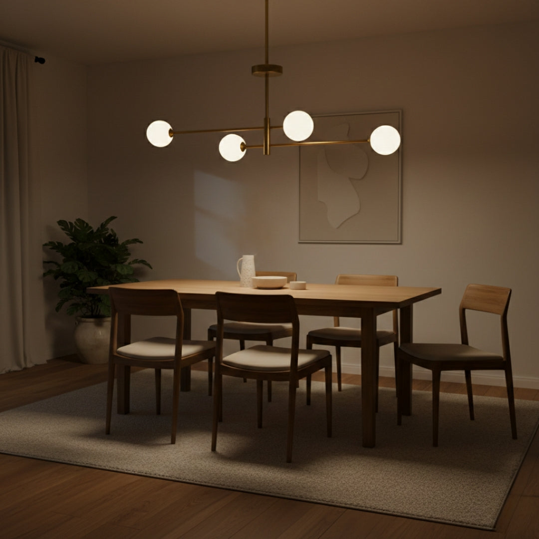 Lustre nordique moderne en verre et laiton – Élégance raffinée