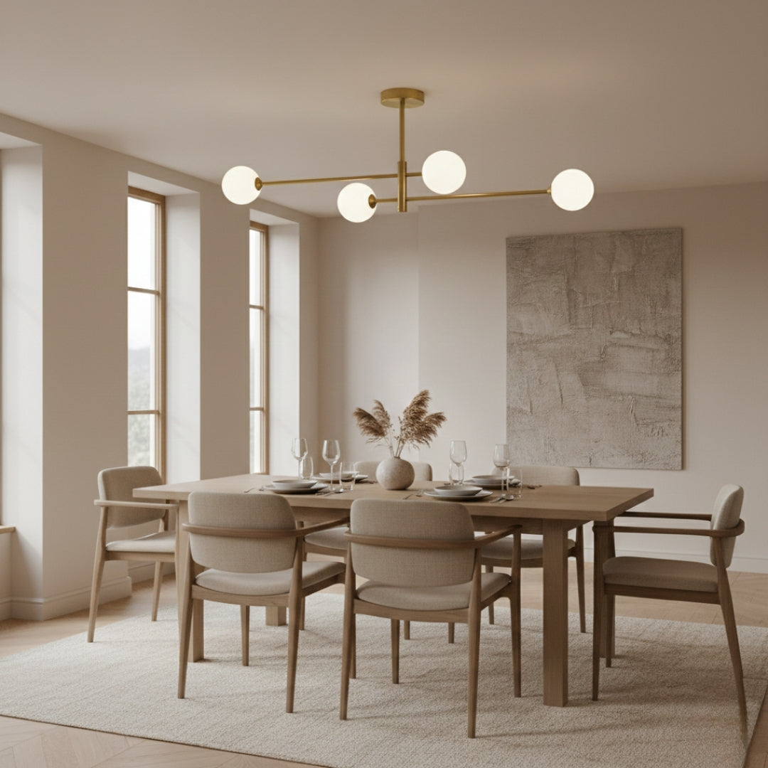 Lustre nordique moderne en verre et laiton – Élégance raffinée
