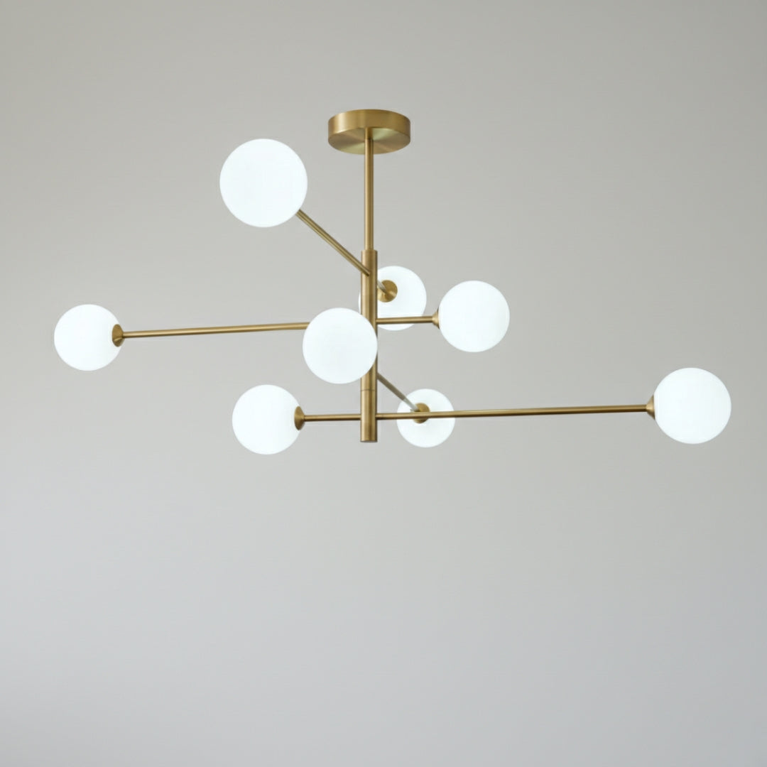 Lustre nordique moderne en verre et laiton – Élégance raffinée