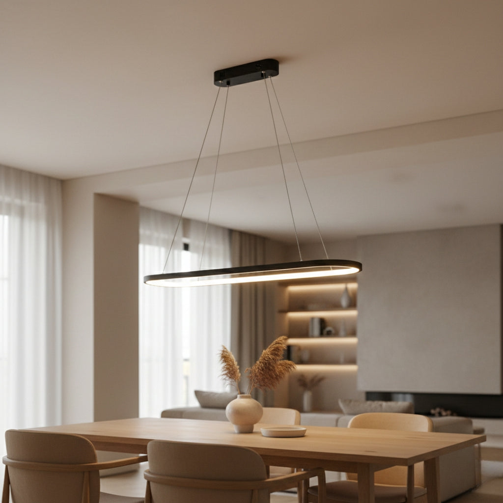 Lustre suspendu LED en aluminium au design arrondi