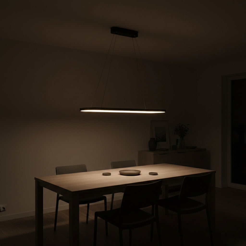 Lustre suspendu LED en aluminium au design arrondi