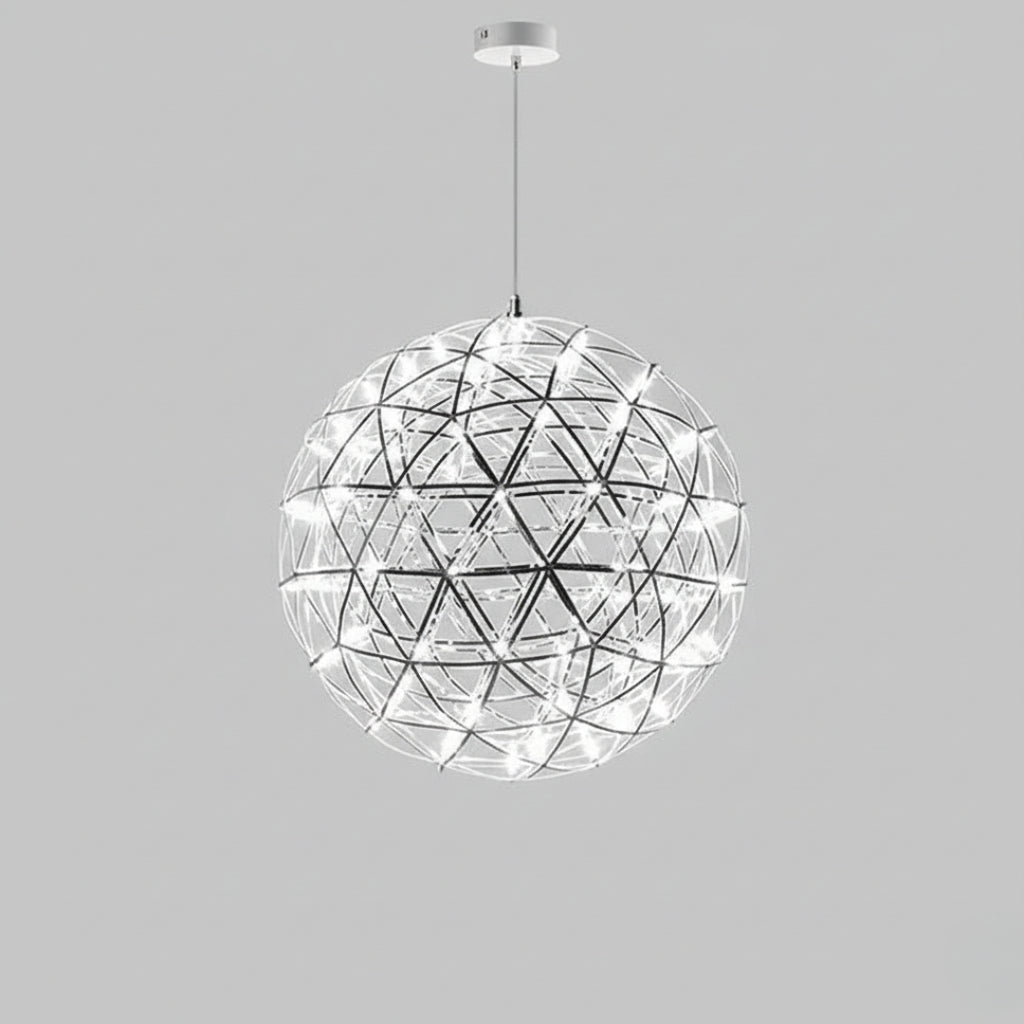 Lustre suspension LED loft en acier inoxydable Spark Ball