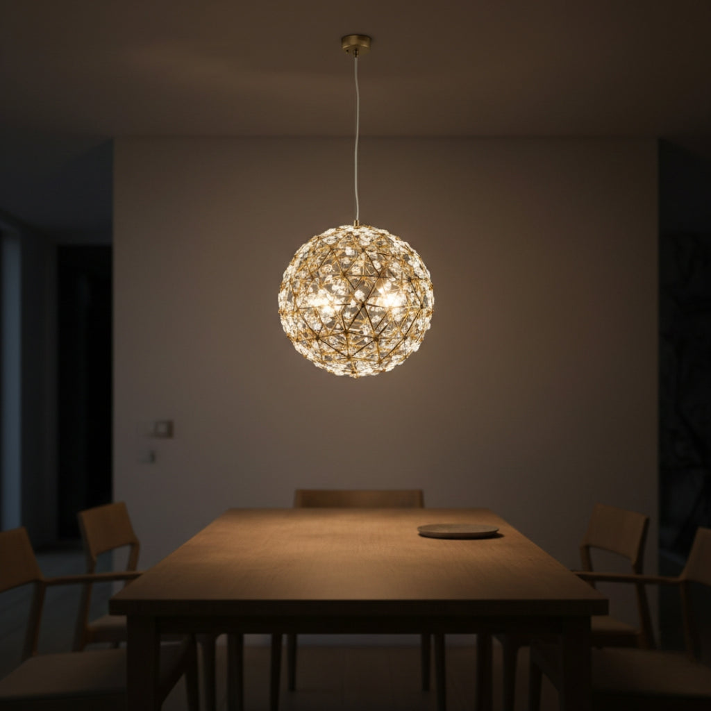 Lustre suspension LED loft en acier inoxydable Spark Ball